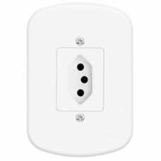 Tomada 2P+T 10A com placa 4x2 padrão Brasileiro - Cód: 3792 - Marca: Fame