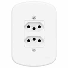Tomada dupla 2P+T 10A com placa 4x2 padrão Brasileiro - Cód: 3916 - Marca: Fame