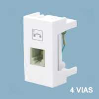 Módulo de tomada telefone RJ-11 4 Vias 0501 modulare - Cód: 5869 - Marca: Fame Módulo de tomada telefone RJ-11 4 Vias 0501 modulare - Cód: 5869 - Marca: Fame