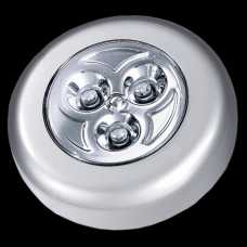 luminária 3 leds push button cor prata incluso 03 pilhas modelo AAA - Cód: 5199 - Marca: Bronzearte