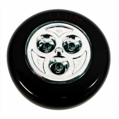 luminária 3 leds push button cor preta incluso 03 pilhas modelo AAA - Cód: 5402 - Marca: Bronzearte