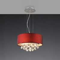 lustre cristal 2xE27 cristal cúpular vermelha modelo rio referência JW6722PDVM - Cód: 5392 - Marca: Bronzearte