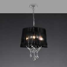 Lustre Reflexo com cristal para 3 lâmpadas com cúpula preta DL323303PD - Cód: 5531 - Marca: Bronzearte