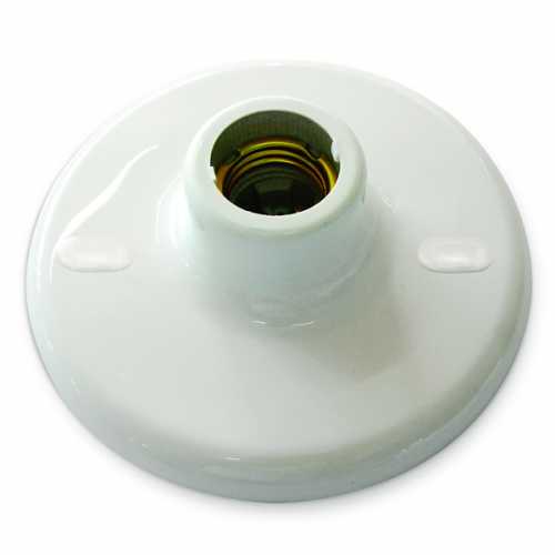 Plafonier em pvc branco com soquete em porcelana E27 Ref. 01130004 - Cód: 6076 - Marca: Blumenau