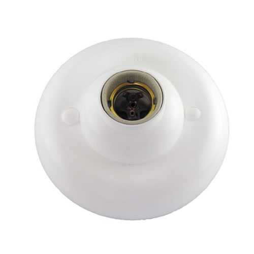 Plafonier em pvc branco c/ soquete em porcelana E-27 - Cód: 1847 - Marca: Interneed