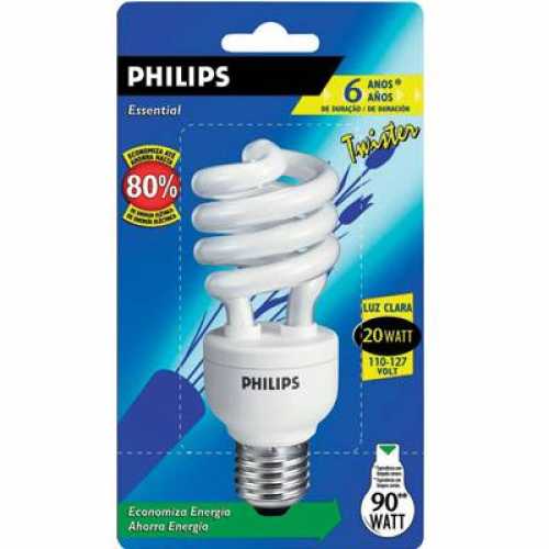 Lâmpada eletrônica espiral twister 20w/220v luz branca 6.500k - Cód: 3235 - Marca: Philips