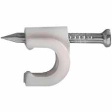Fixador para fio e cabo circular 10,00mm c/ prego de aço branco 50pçs ref. FC-0103 - Cód: 4683 - Marca: Decorlux