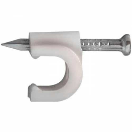Fixador para fio e cabo circular 10,00mm c/ prego de aço branco 50pçs ref. FC-0103 - Cód: 4683 - Marca: Decorlux