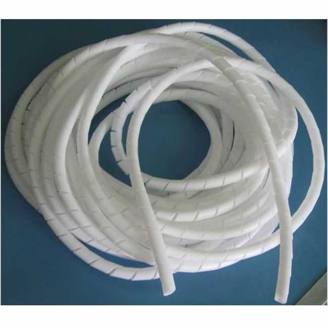 Organizador de cabos e fios elétricos 12mm espiral branco em metro