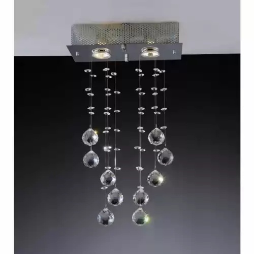 plafon brilhante 2 lâmpadas com bolas em cristal nobre ref. GP0802APF1 - Cód: 6161 - Marca: Bronzearte