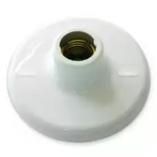 Plafonier em pvc branco com soquete em porcelana E27 Ref. 01130004 - Cód: 6076 - Marca: Blumenau