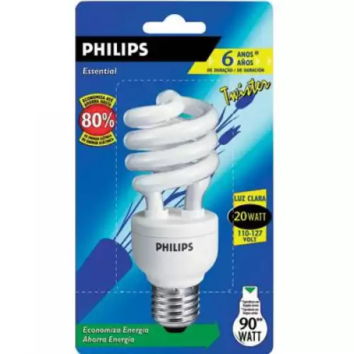 Lâmpada eletrônica espiral twister 20w/220v luz branca 6.500k - Cód: 3235 - Marca: Philips