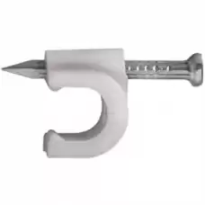 Fixador para fio e cabo circular 10,00mm c/ prego de aço branco 50pçs ref. FC-0103 - Cód: 4683 - Marca: Decorlux